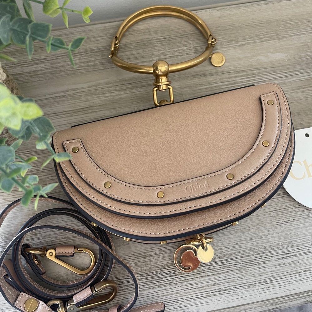 Chloe Evening Crossbody Clutch Biscotti Beige READ